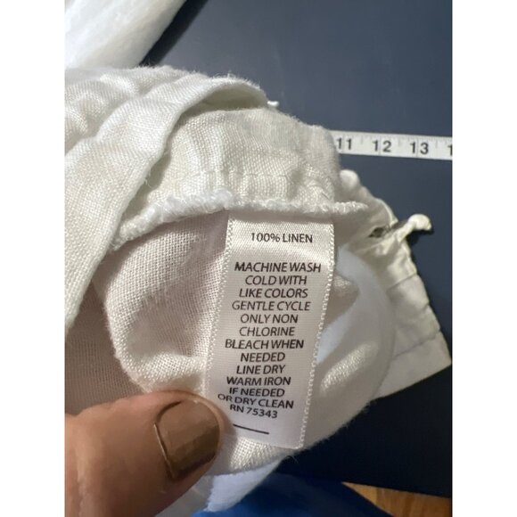 Womens Linen Pants Size 8 White Drawstring Waist Coastal Beach Boho Lagenlook - Picture 11 of 12